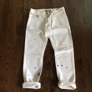 White Mens Distressed Denim